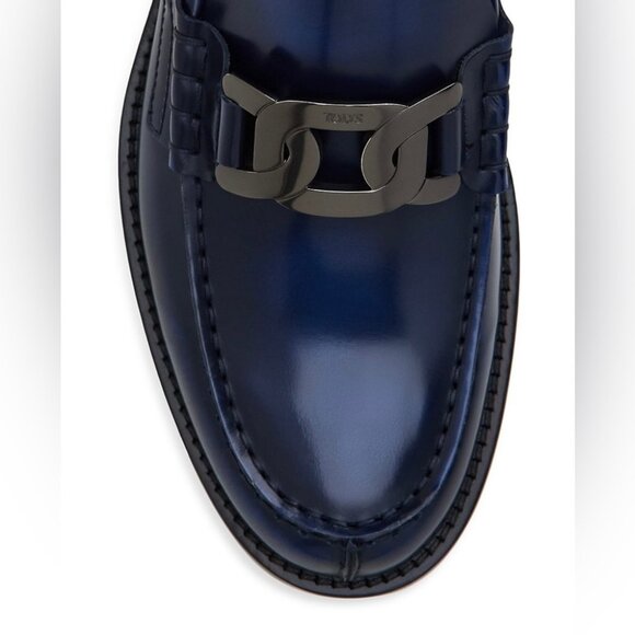 NIB Tods ‘Kate’ Chain Baltic Blue Patina Moccasin Loafers 8EU/9US $895.00 *2024* main image 8
